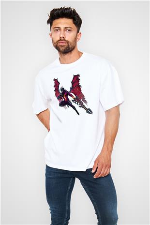 Aatrox James Baskılı Beyaz Unisex Oversize Tişört - Tshirt
