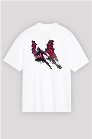 Aatrox James Baskılı Beyaz Unisex Oversize Tişört - Tshirt