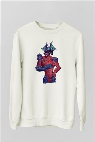 Aatrox James Baskılı Beyaz Unisex Sweatshirt