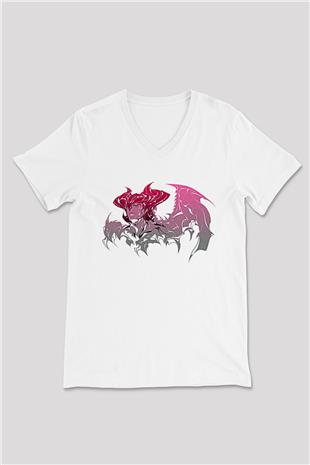 Aatrox James Baskılı Beyaz Unisex V Yaka Tişört - Tshirt