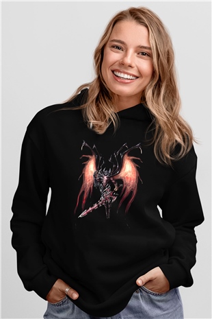 Aatrox James Baskılı Unisex Siyah Kapüşonlu Sweatshirt