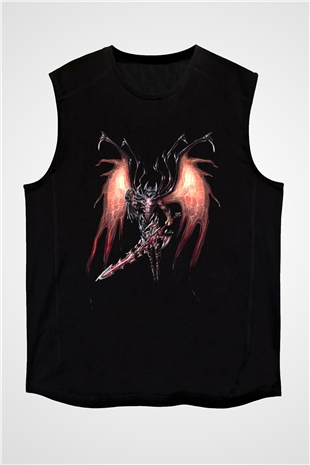 Aatrox James Baskılı Unisex Siyah Kolsuz Tişört - Tshirt