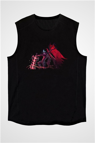 Aatrox James Baskılı Unisex Siyah Kolsuz Tişört - Tshirt