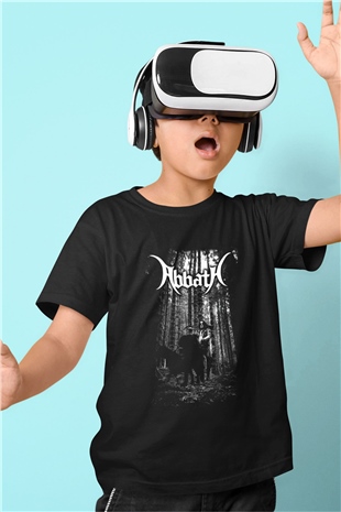 Abbath Baskılı Siyah Unisex Çocuk Tişört