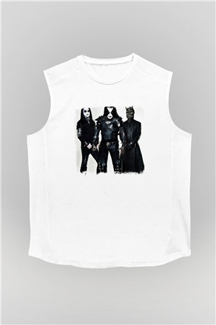 Abbath Baskılı Unisex Beyaz Kolsuz Tişört