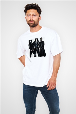 Abbath Baskılı Unisex Beyaz Oversize Tişört