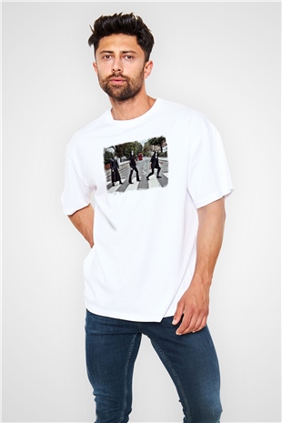 Abbath Baskılı Unisex Beyaz Oversize Tişört