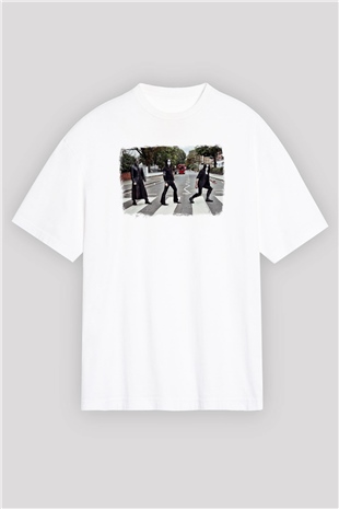 Abbath Baskılı Unisex Beyaz Oversize Tişört