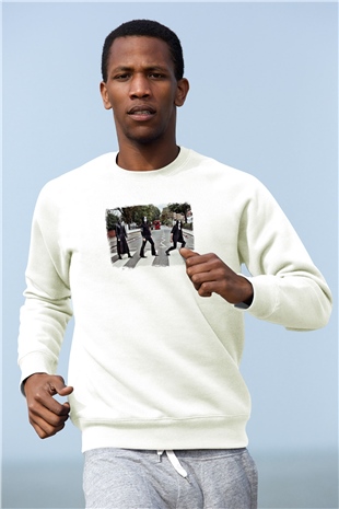 Abbath Baskılı Unisex Beyaz Sweatshirt
