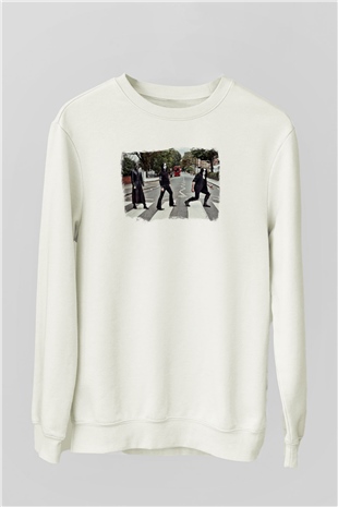 Abbath Baskılı Unisex Beyaz Sweatshirt
