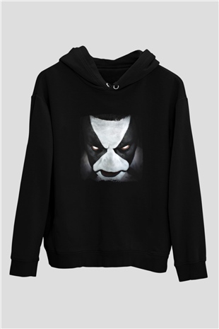 Abbath Baskılı Unisex Siyah Hoodie
