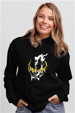 Abbath Baskılı Unisex Siyah Hoodie