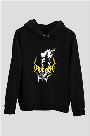Abbath Baskılı Unisex Siyah Hoodie