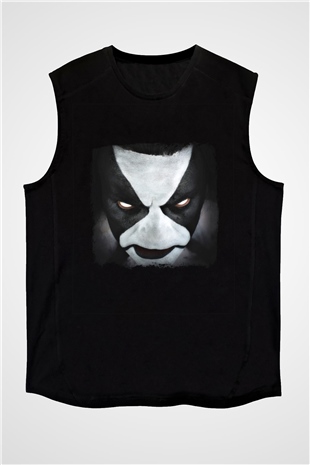 Abbath Baskılı Unisex Siyah Kolsuz Tişört
