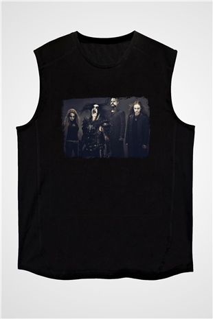 Abbath Baskılı Unisex Siyah Kolsuz Tişört