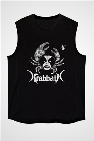 Abbath Baskılı Unisex Siyah Kolsuz Tişört