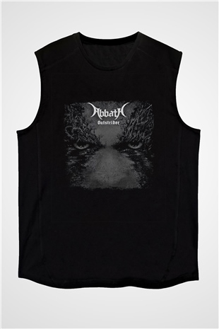 Abbath Baskılı Unisex Siyah Kolsuz Tişört
