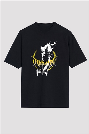 Abbath Baskılı Unisex Siyah Oversize Tişört