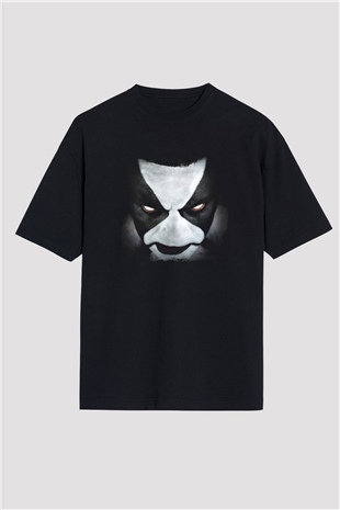 Abbath Baskılı Unisex Siyah Oversize Tişört