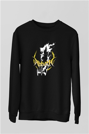 Abbath Baskılı Unisex Siyah Sweatshirt