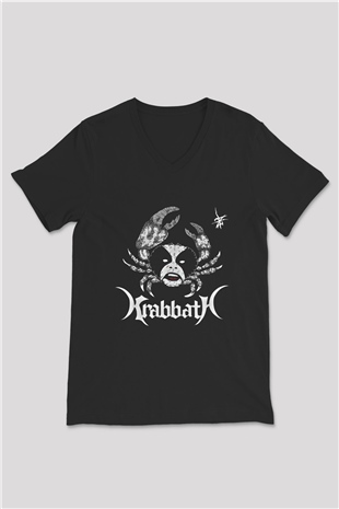 Abbath Baskılı Unisex Siyah V Yaka Tişört