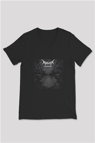 Abbath Baskılı Unisex Siyah V Yaka Tişört