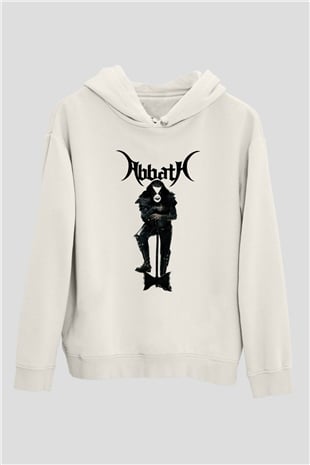 Abbath Beyaz Unisex Kapşonlu Sweatshirt