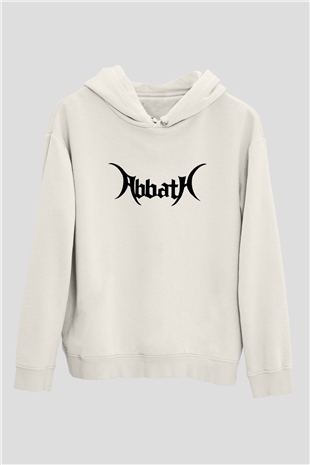 Abbath Beyaz Unisex Kapşonlu Sweatshirt