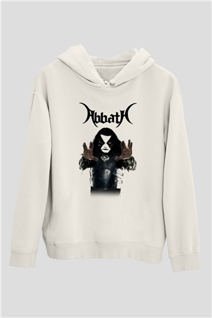 Abbath Beyaz Unisex Kapşonlu Sweatshirt