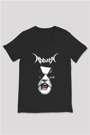 Abbath Siyah Unisex V Yaka Tişört T-Shirt