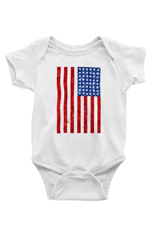 ABD Baskılı Beyaz Unisex Bebek Body - Zıbın