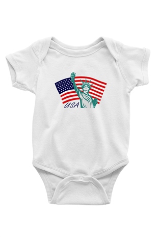 ABD Baskılı Beyaz Unisex Bebek Body - Zıbın