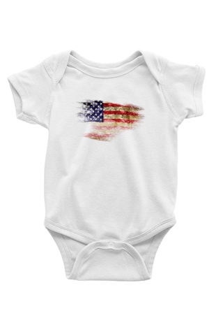 ABD Baskılı Beyaz Unisex Bebek Body - Zıbın