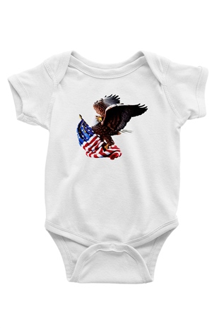 ABD Baskılı Beyaz Unisex Bebek Body - Zıbın
