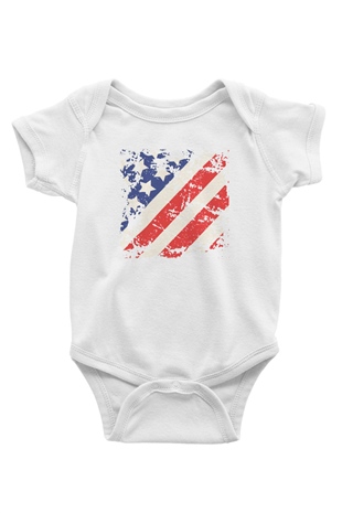 ABD Baskılı Beyaz Unisex Bebek Body - Zıbın