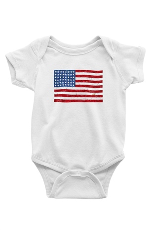ABD Baskılı Beyaz Unisex Bebek Body - Zıbın