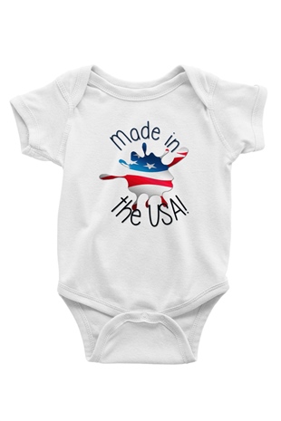 ABD Baskılı Beyaz Unisex Bebek Body - Zıbın