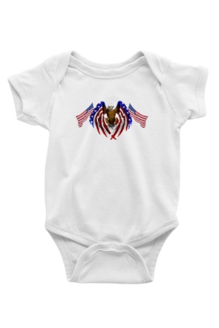 ABD Baskılı Beyaz Unisex Bebek Body - Zıbın