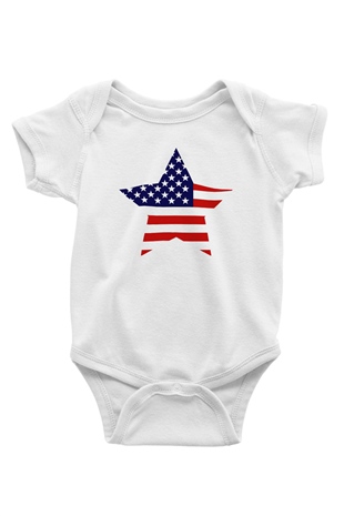ABD Baskılı Beyaz Unisex Bebek Body - Zıbın