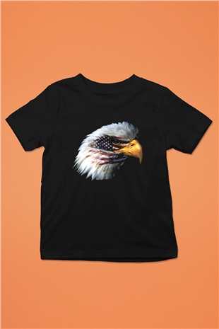 ABD Baskılı Siyah Unisex Çocuk Tişört