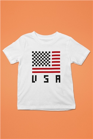 ABD Beyaz Unisex Çocuk Tişört