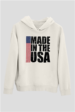 ABD Beyaz Unisex Hoodie