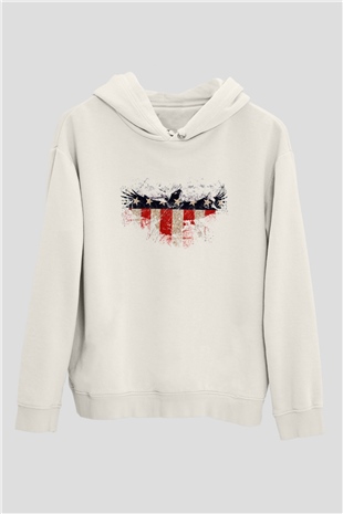 ABD Beyaz Unisex Kapşonlu Sweatshirt