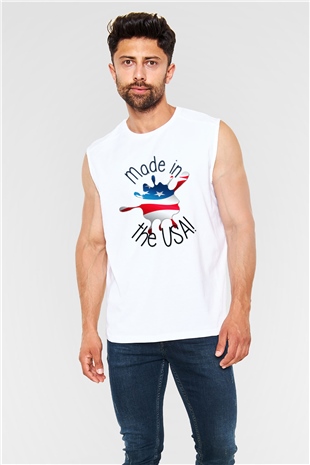 ABD Beyaz Unisex Kolsuz Tişört