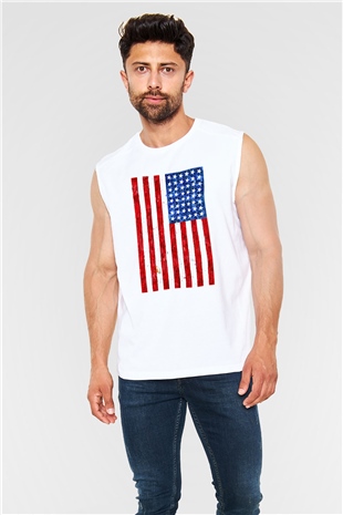 ABD Beyaz Unisex Kolsuz Tişört