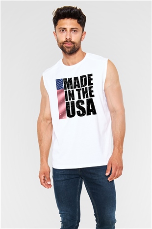 ABD Beyaz Unisex Kolsuz Tişört
