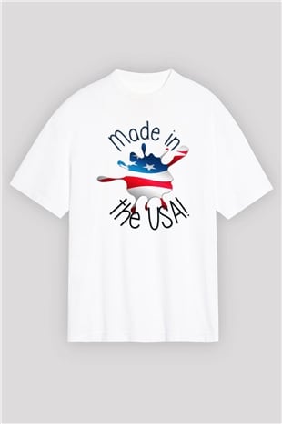 ABD Beyaz Unisex Oversize Tişört T-Shirt