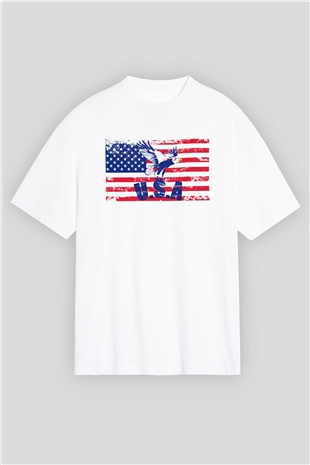 ABD Beyaz Unisex Oversize Tişört T-Shirt