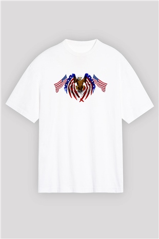 ABD Beyaz Unisex Oversize Tişört T-Shirt