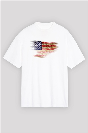 ABD Beyaz Unisex Oversize Tişört T-Shirt